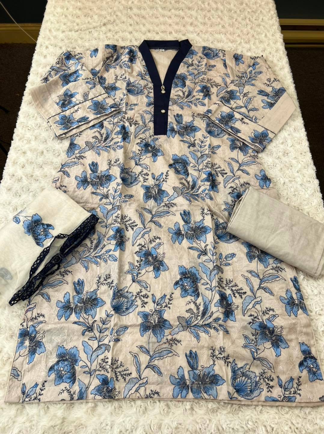 Pakistani Stitched Embroidery Lawn Suit Ready To Ship