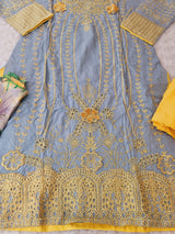 Pakistani Stitched Embroidered luxury lawn Dresses With Silk Dupatta Ready To Ship