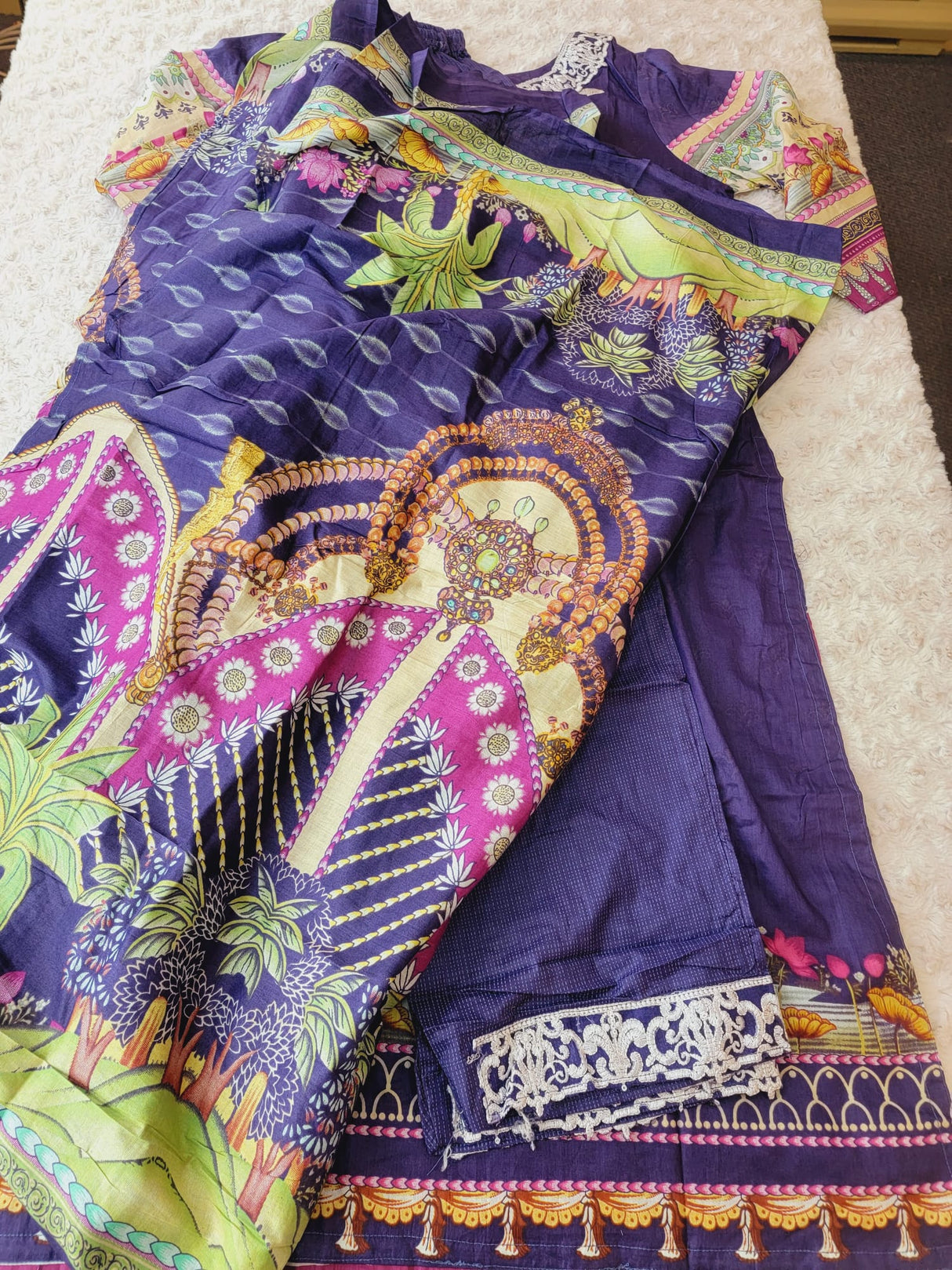 Indian Cotton Stitched Embroidery Suit Ready To Ship