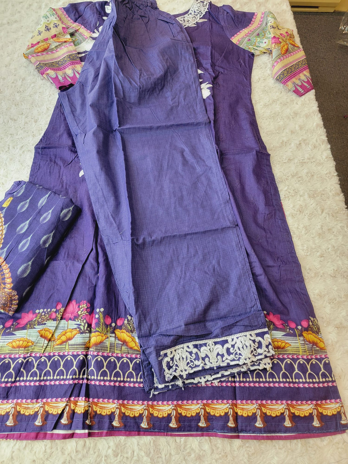 Indian Cotton Stitched Embroidery Suit Ready To Ship