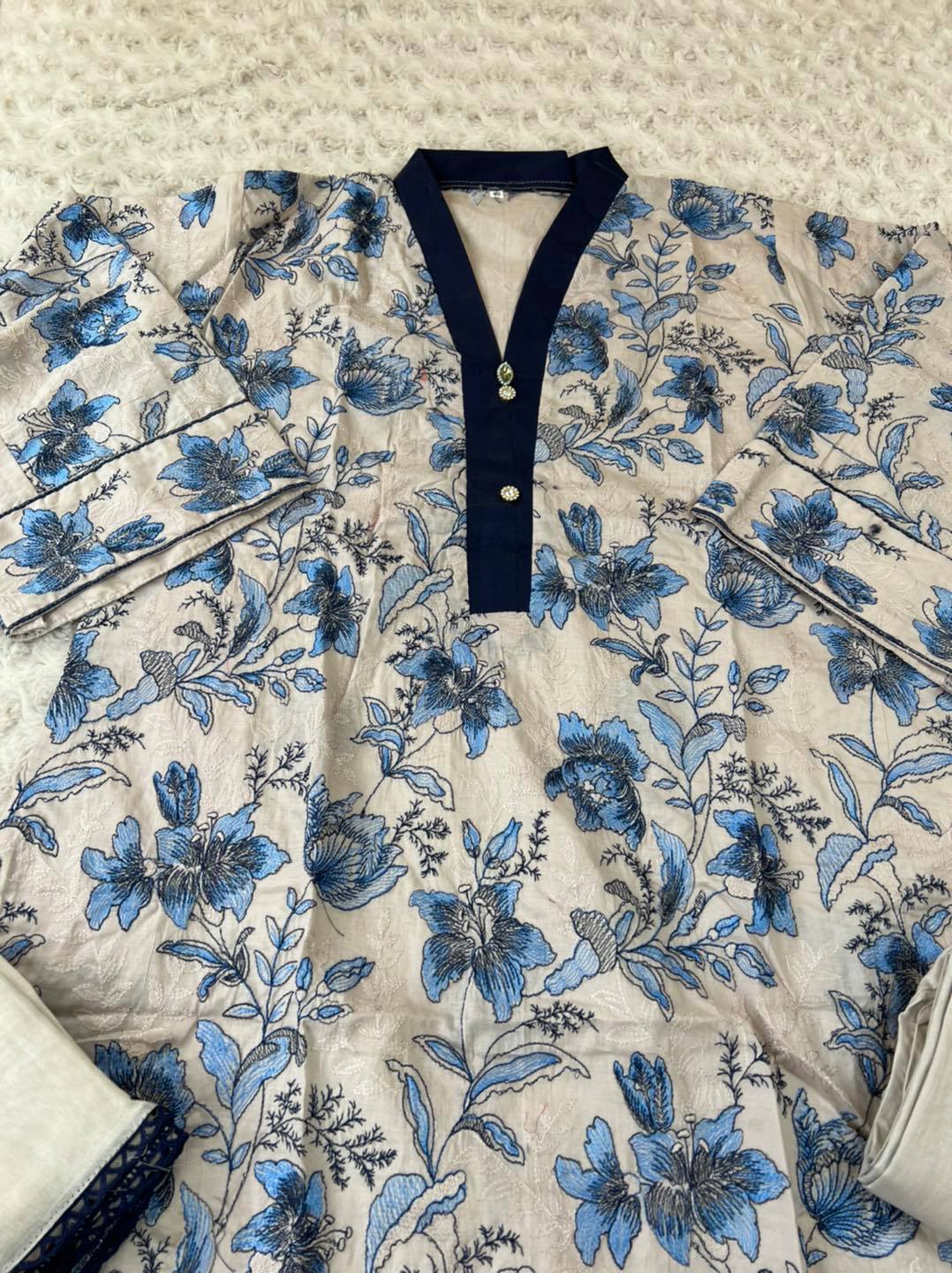 Pakistani Stitched Embroidery Lawn Suit Ready To Ship