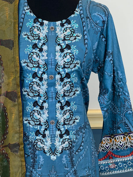 Pakistani Stitched lawn Embroidered Salwar kameez ready to ship