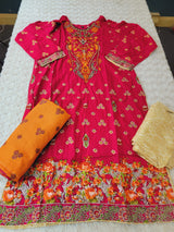 Pakistani linen Embroidered Salwar kameez Ready To Ship
