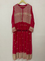 Pure Georgette Ready To Wear Long kurta With Attached Lining And Beautiful Thread Embroidery With Cutdana And Sequence Work, Pure Chiffon Full Size Dupatta With Four Side Thread Border