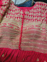 Pure Georgette Ready To Wear Long kurta With Attached Lining And Beautiful Thread Embroidery With Cutdana And Sequence Work, Pure Chiffon Full Size Dupatta With Four Side Thread Border