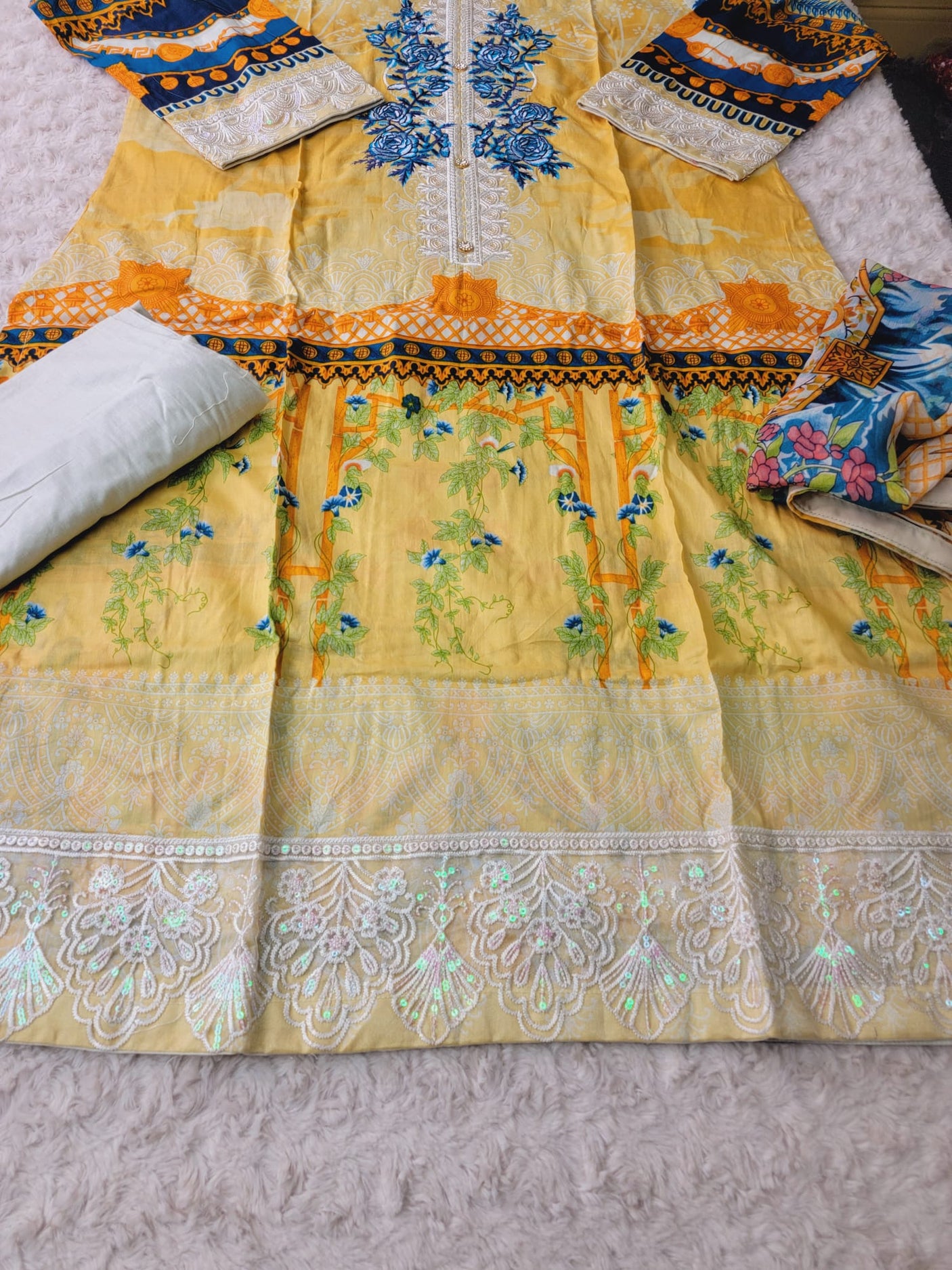 Pakistani Stitched lawn Embroidered Salwar kameez ready to ship