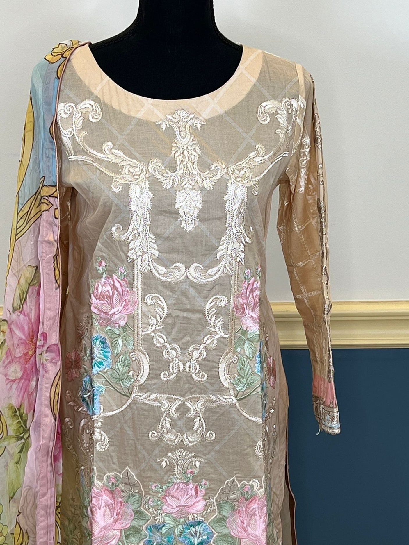 Pakistani lawn stitched  Embroidered Suit Ready To Ship