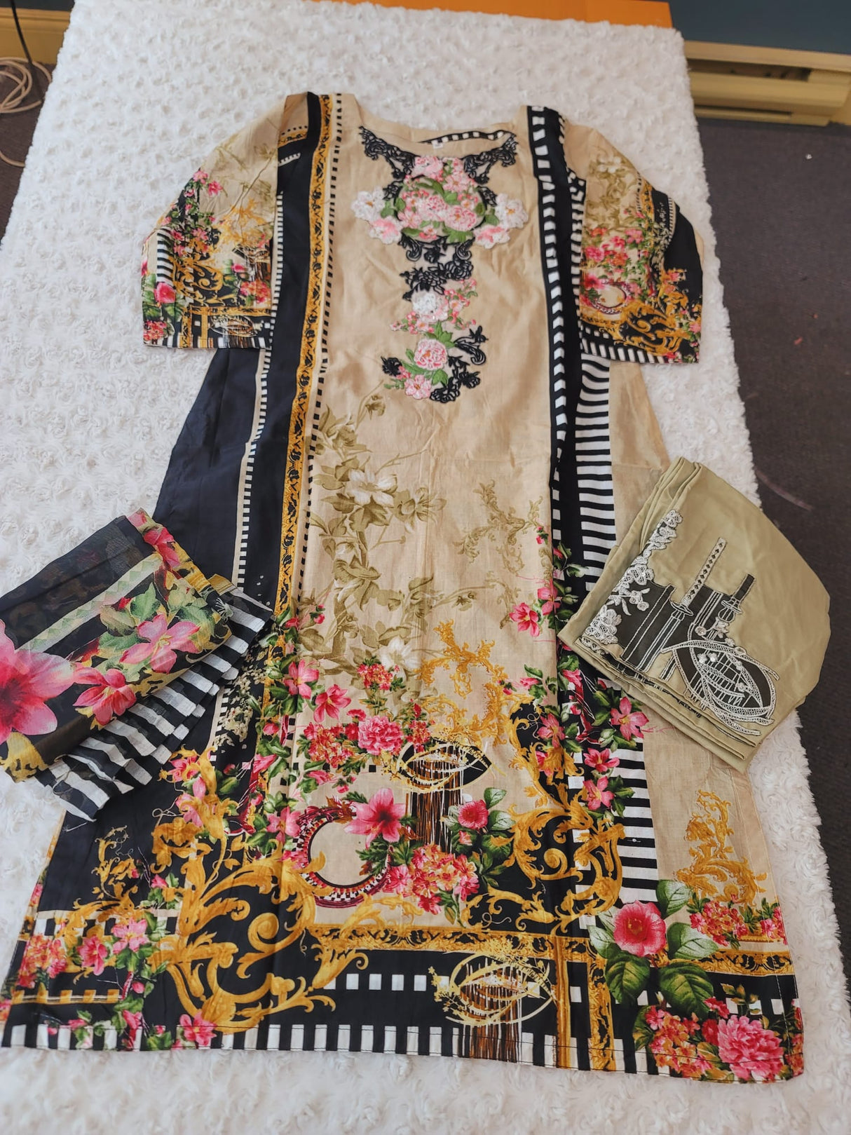 Indian Cotton Stitched Embroidery Suit Ready To Ship