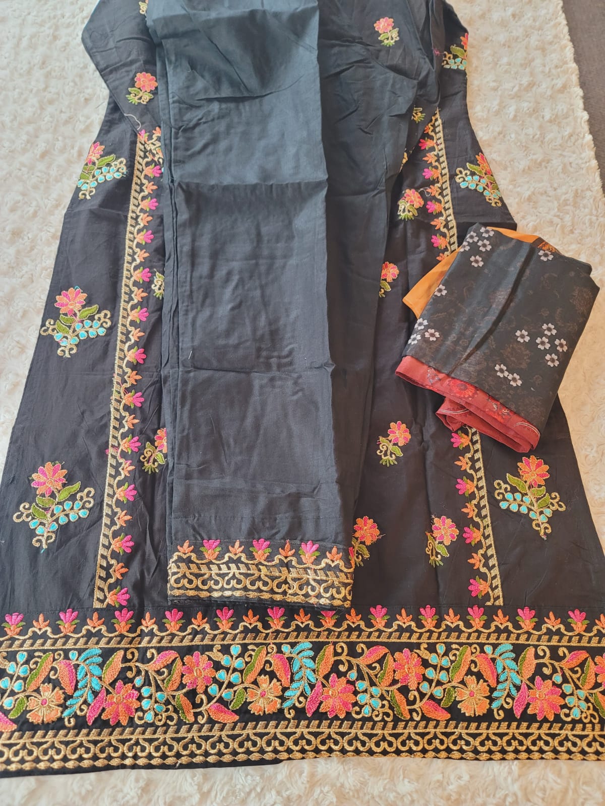 Indian Cotton Stitched Embroidery Suit Ready To Ship