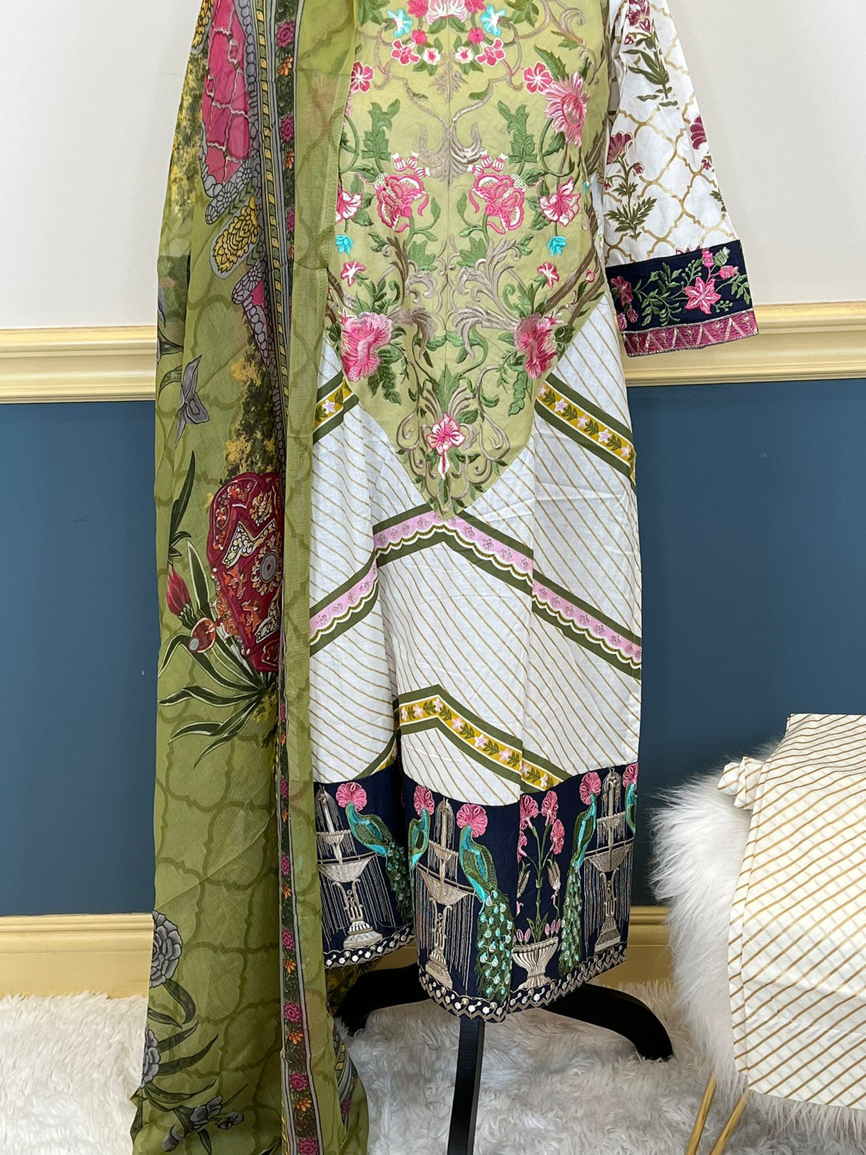 Indian Cotton Stitched Embroidery Suit Ready To Ship