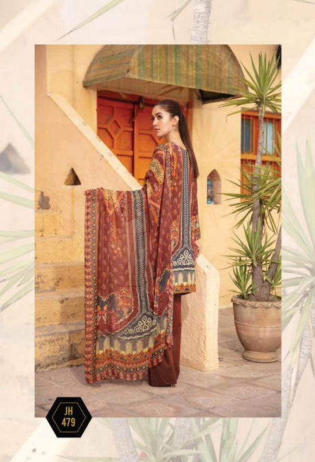 Johra Mahsa Embroidered Digital Printed Lawn-100% Original Guaranteed