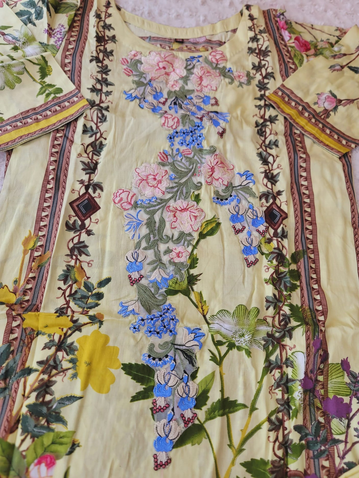 Indian Cotton Stitched Embroidery Suit Ready To Ship