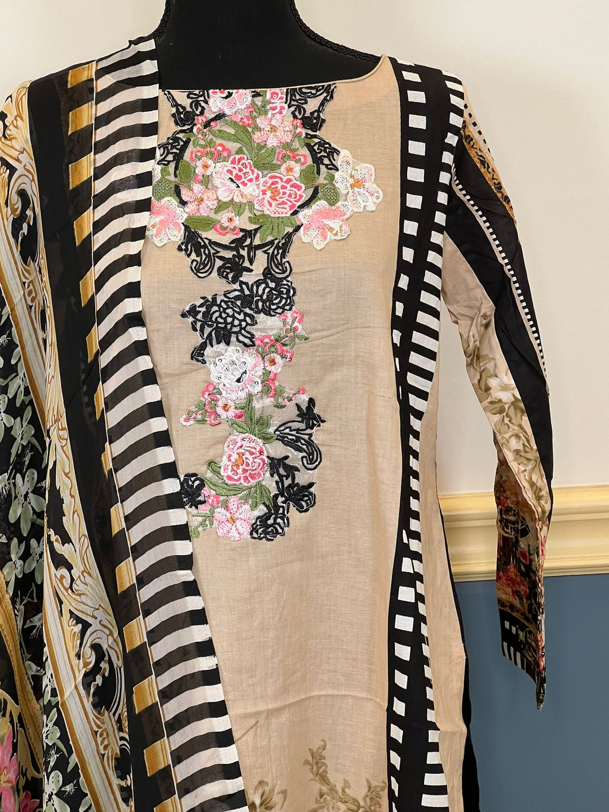 Indian Cotton Stitched Embroidery Suit Ready To Ship