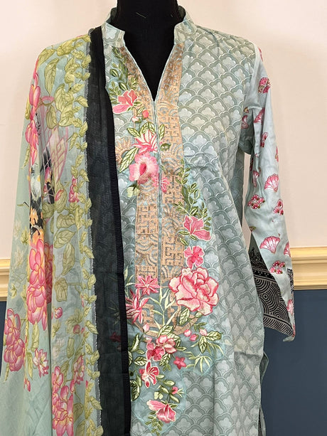 Indian Cotton Stitched Embroidery Suit Ready To Ship