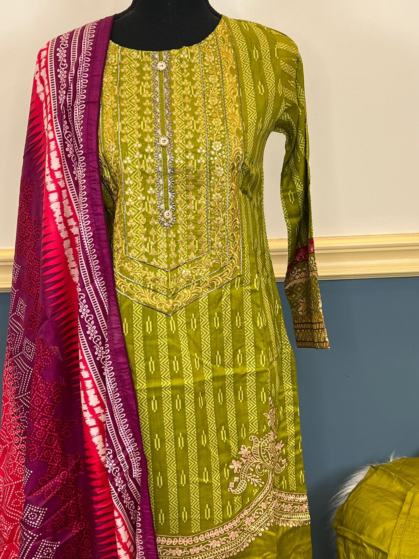 Pakistani linen Embroidered Salwar kameez Ready To Ship