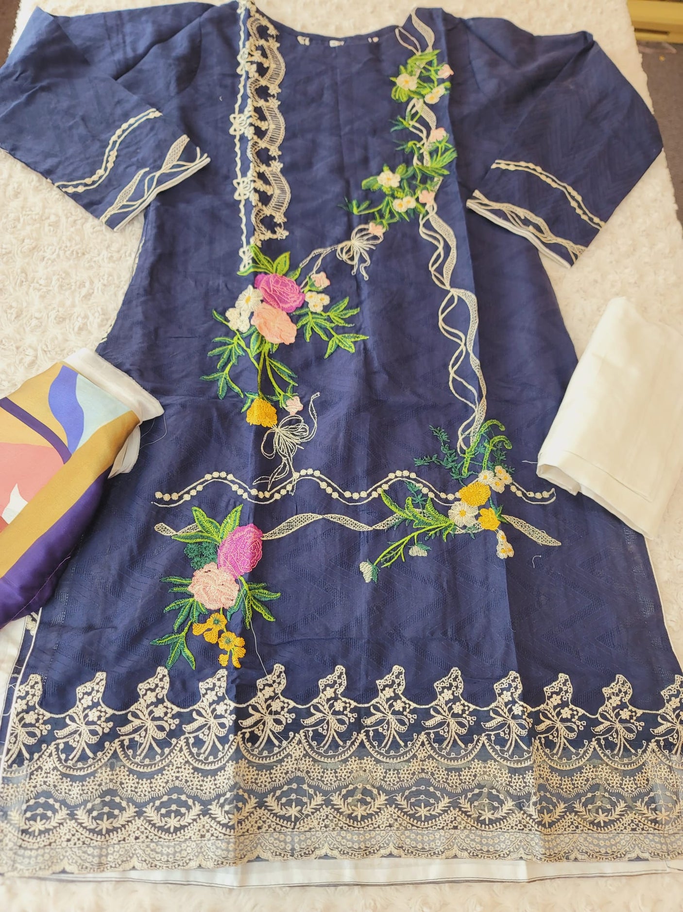 Pakistani Stitched lawn Embroidered Salwar kameez ready to ship