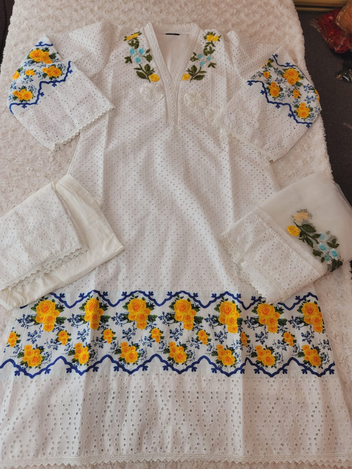 Pakistani Stitched Embroidery Lawn Suit Ready To Ship