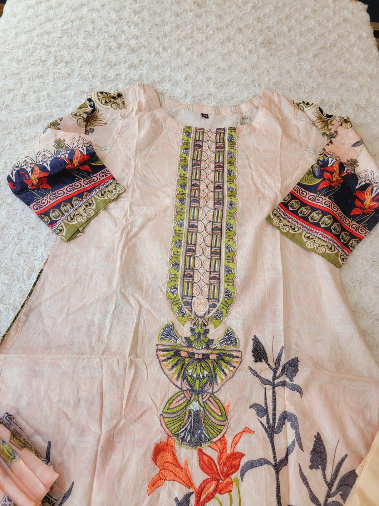 Indian Cotton Stitched Embroidery Suit Ready To Ship