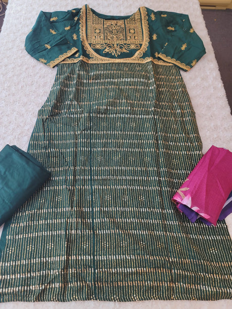 Indian Cotton Stitched Embroidery Suit Ready To Ship