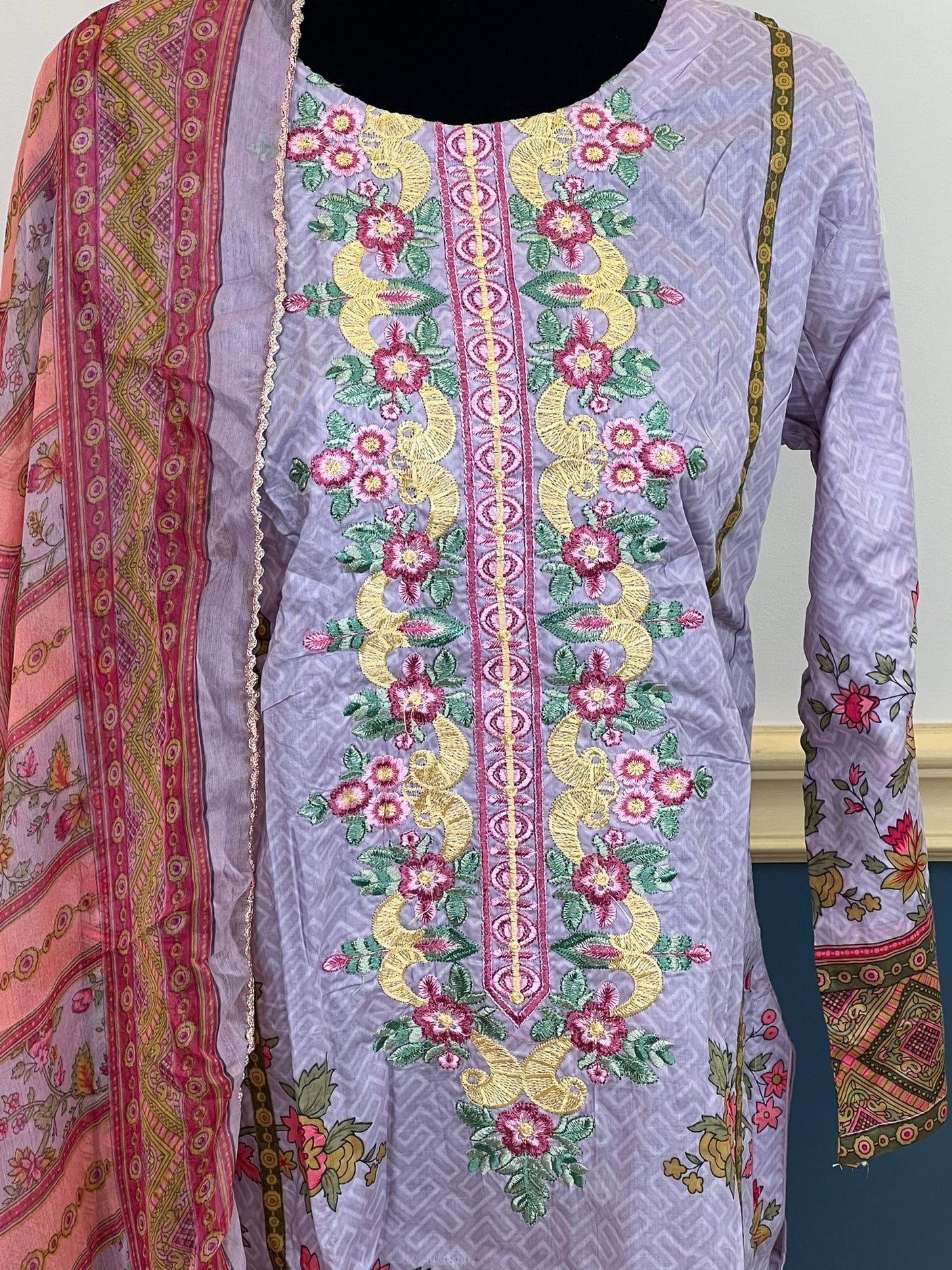 Pakistani Stitched lawn Embroidered Salwar kameez ready to ship