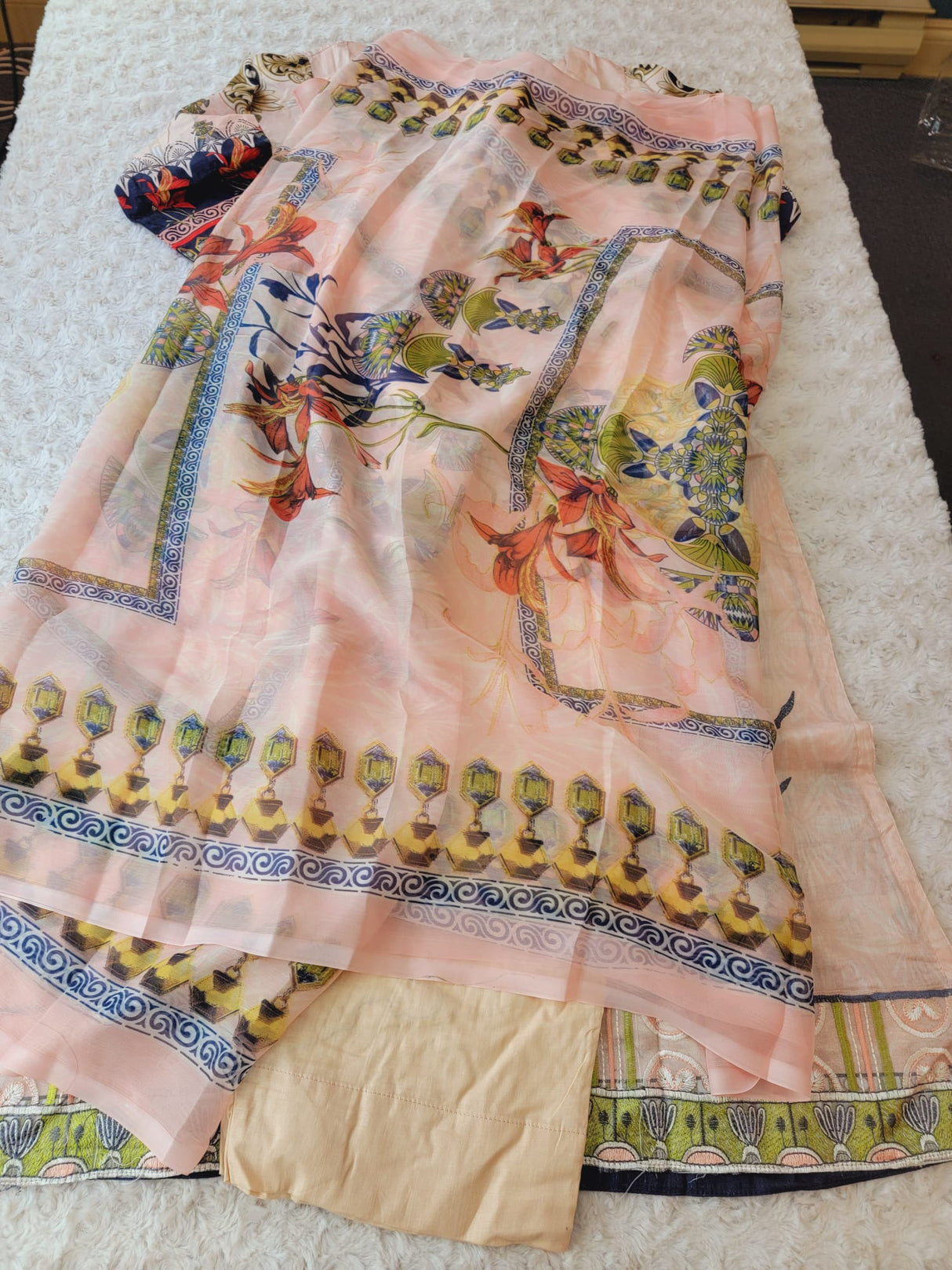 Indian Cotton Stitched Embroidery Suit Ready To Ship