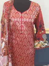 Pakistani Stitched lawn Embroidered Salwar kameez ready to ship