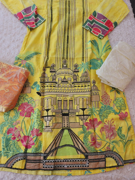 Indian Cotton Stitched Embroidery Suit Ready To Ship