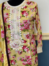 Pakistani linen Embroidered Salwar kameez Ready To Ship