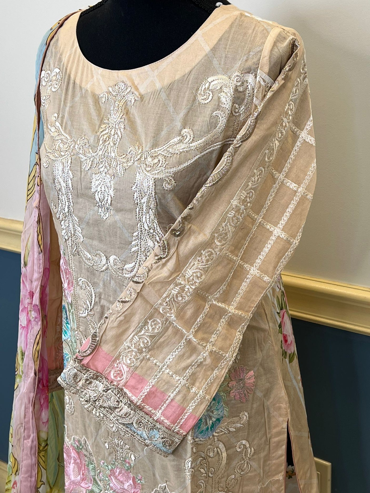 Pakistani lawn stitched  Embroidered Suit Ready To Ship