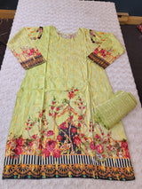 Pakistani Stitched Embroidered Lawn Salwar kameez ready to ship (2pc)