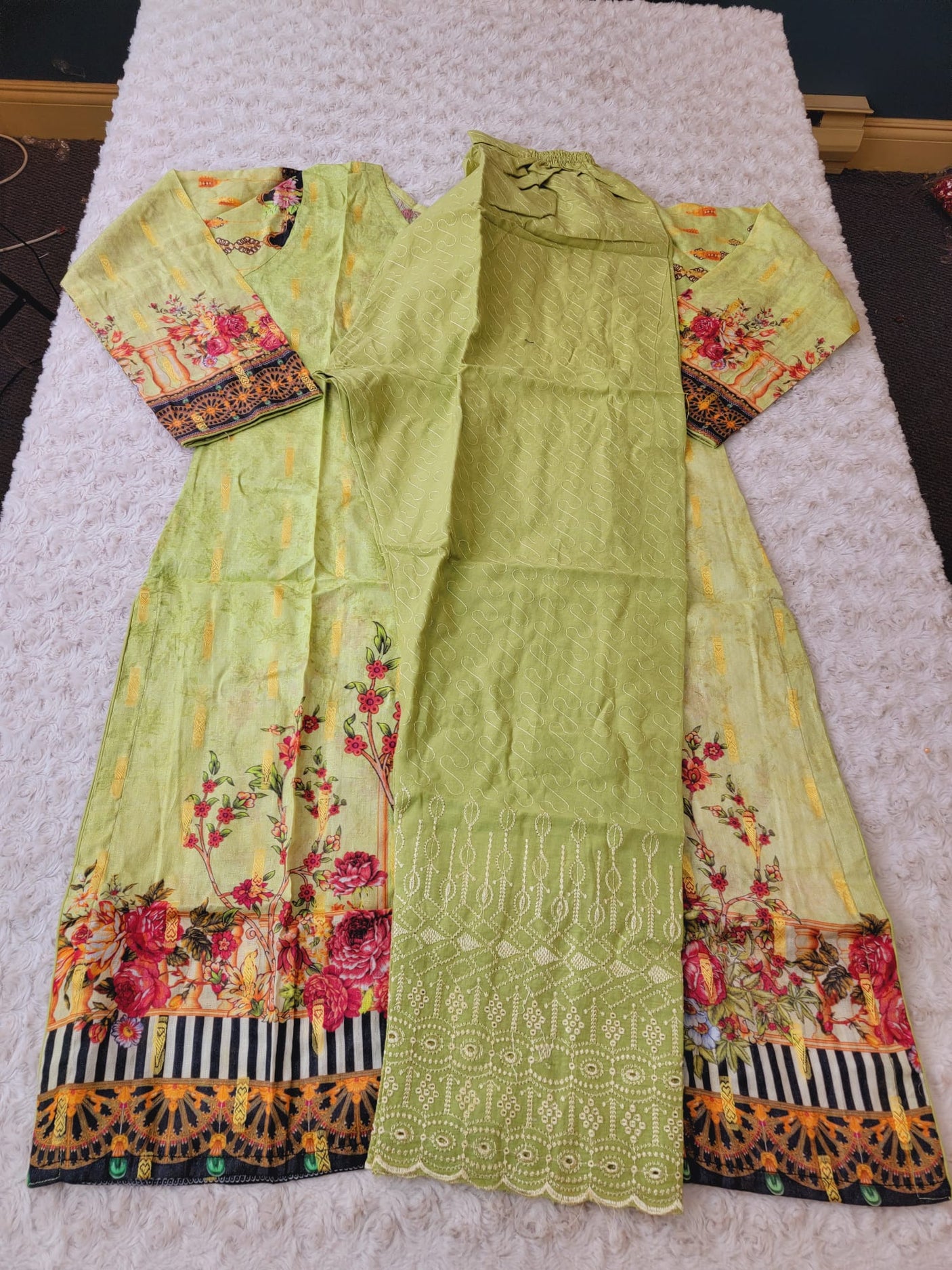 Pakistani Stitched Embroidered Lawn Salwar kameez ready to ship (2pc)