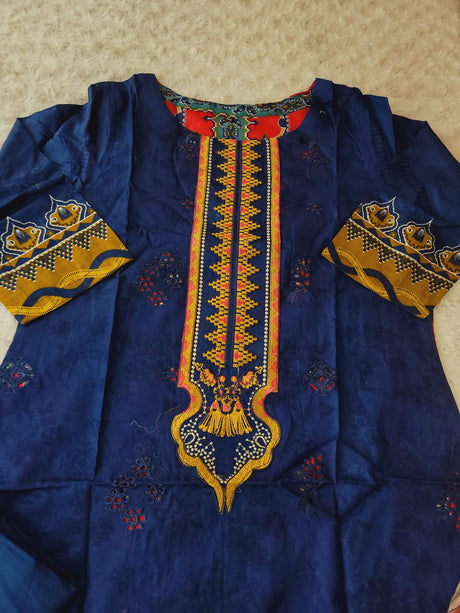 Indian Cotton Stitched Embroidery Suit Ready To Ship
