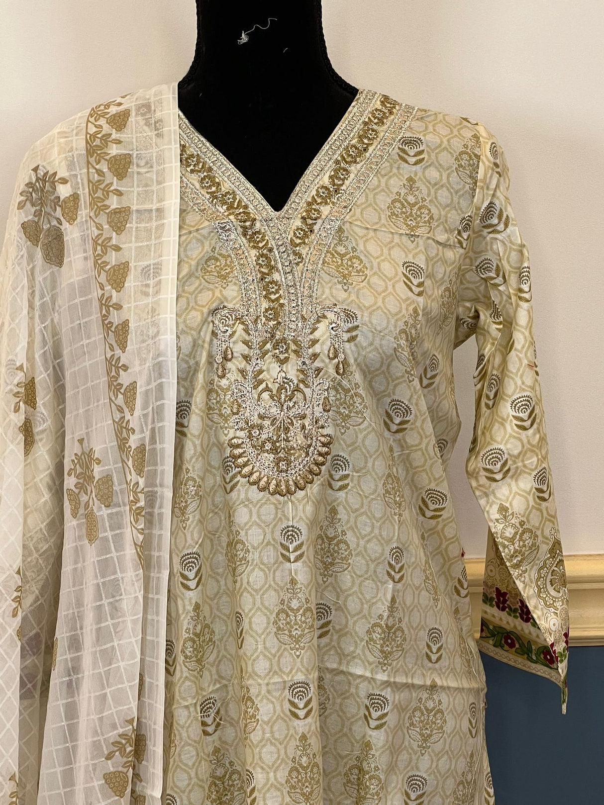 Indian Cotton Stitched Embroidery Suit Ready To Ship