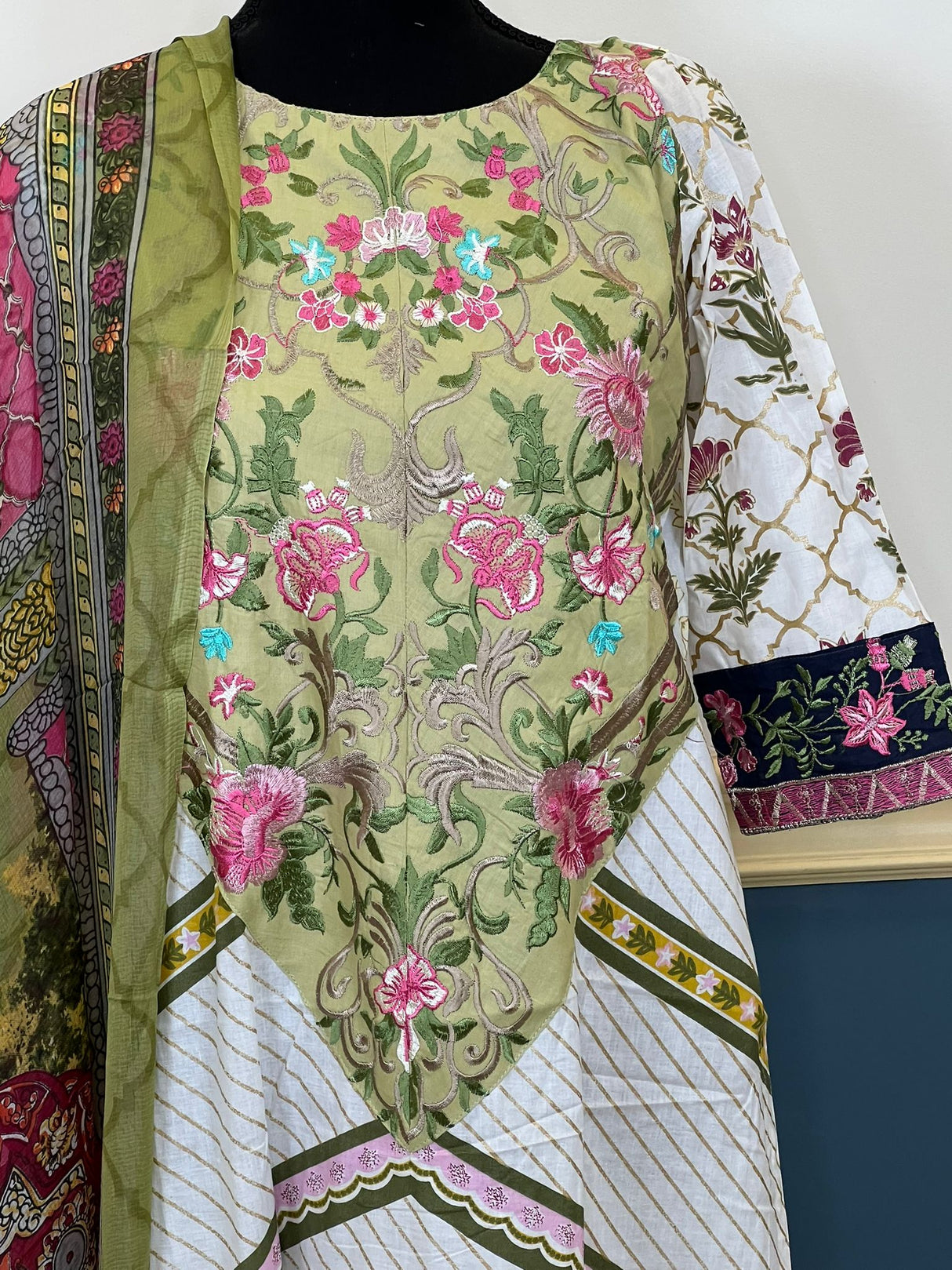 Indian Cotton Stitched Embroidery Suit Ready To Ship