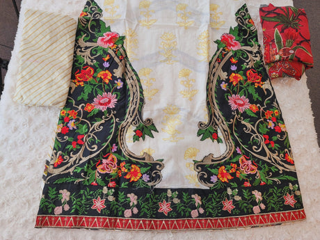 Indian Cotton Stitched Embroidery Suit Ready To Ship