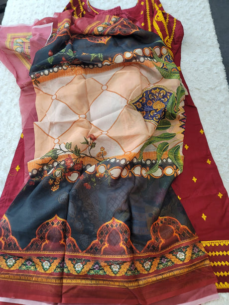 Indian Cotton Stitched Embroidery Suit Ready To Ship