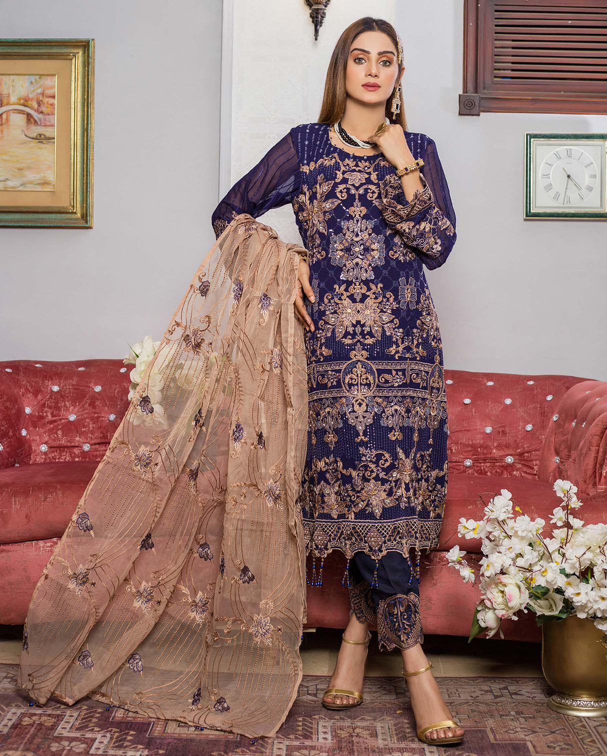 Zainab Fazlani Luxury Embrodered chiffon Collection 100% Original