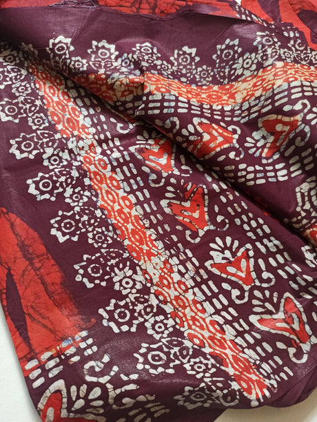 Cotton batik saree with stiched blouse