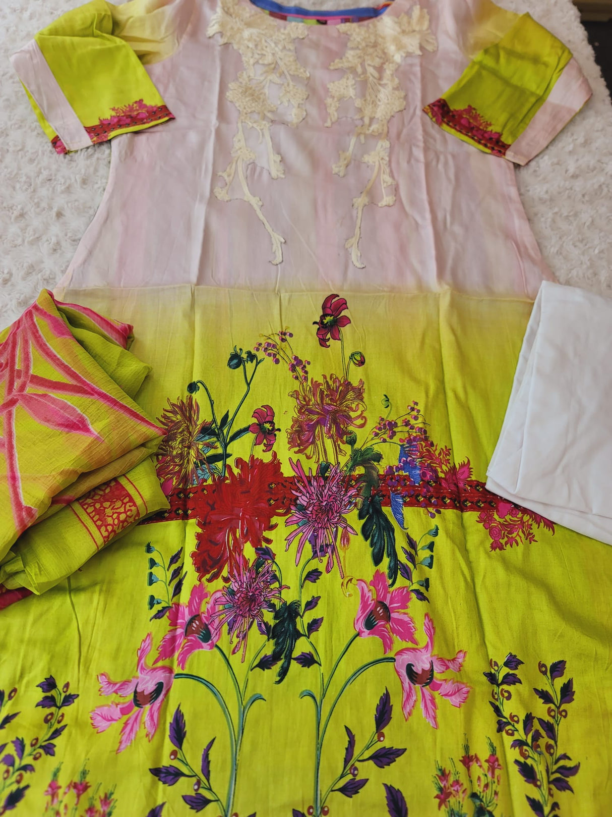 Indian Cotton Stitched Embroidery Suit Ready To Ship
