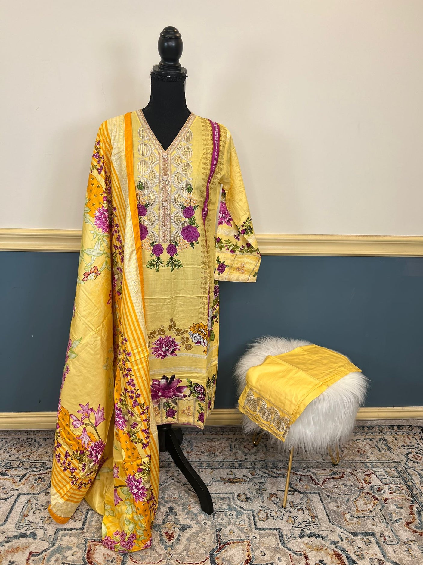 Pakistani linen Embroidered Salwar kameez Ready To Ship