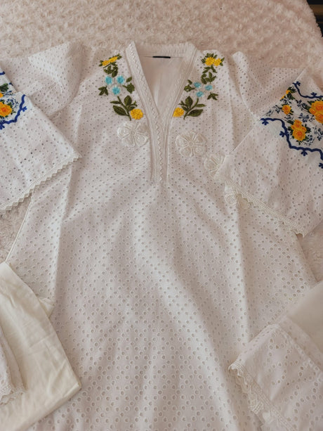 Pakistani Stitched Embroidery Lawn Suit Ready To Ship