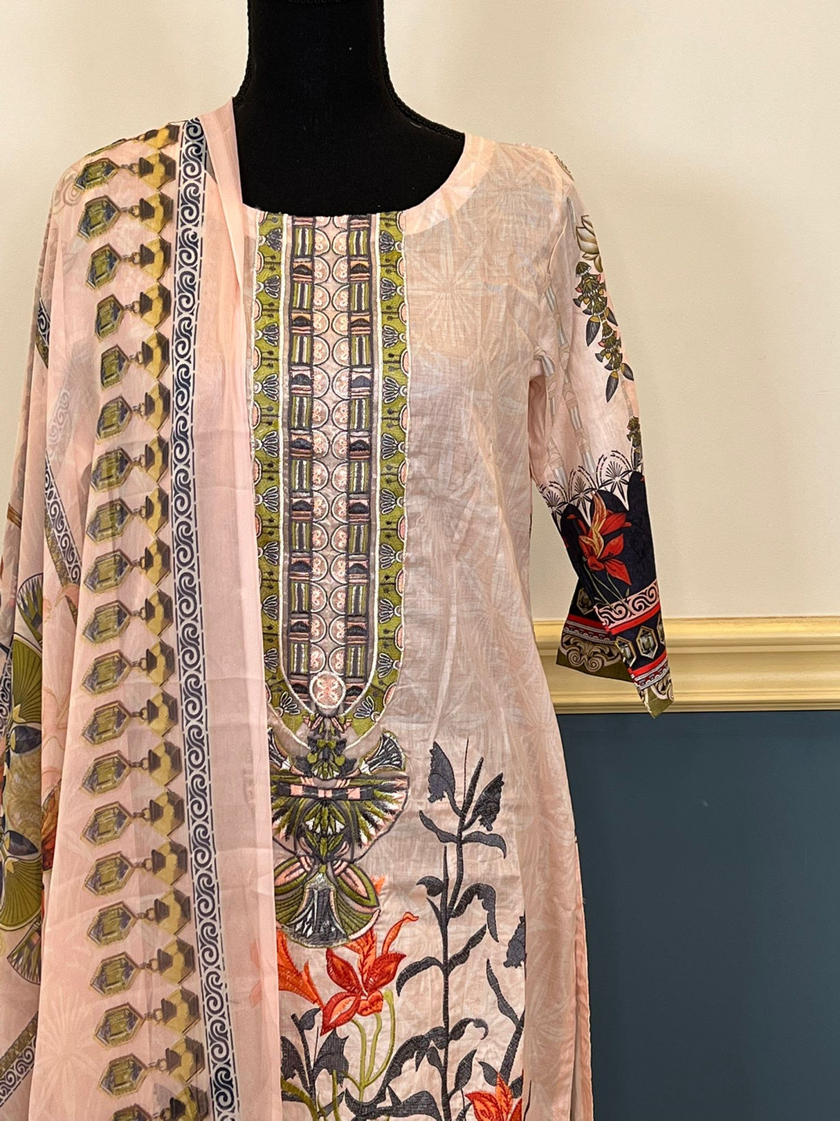 Indian Cotton Stitched Embroidery Suit Ready To Ship