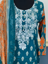 Pakistani Stitched lawn Embroidered Salwar kameez ready to ship