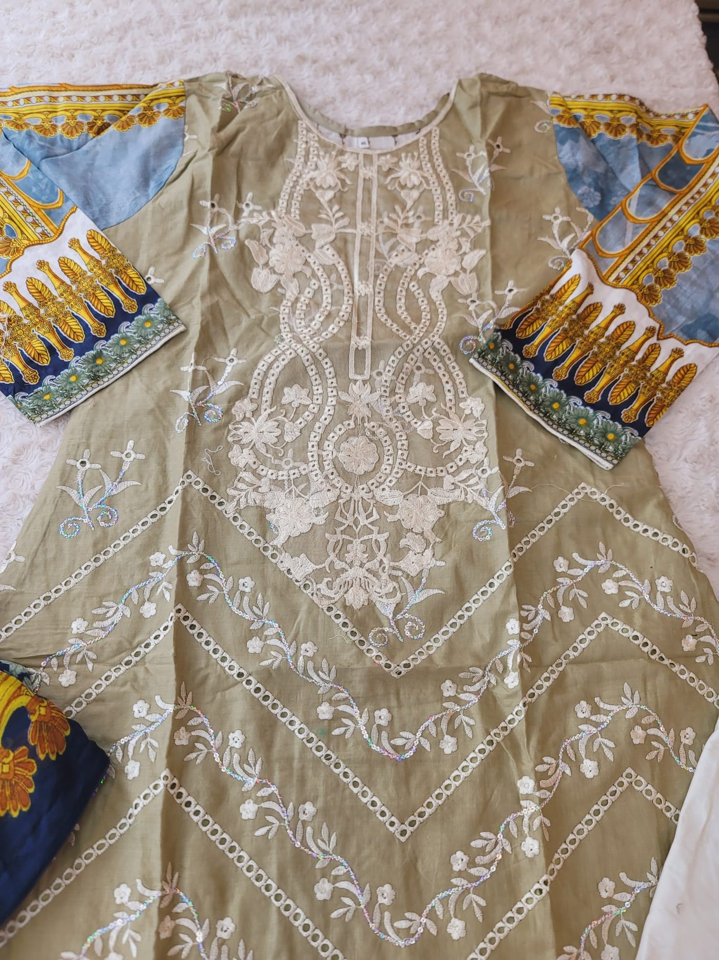 Pakistani Stitched lawn Embroidered Salwar kameez ready to ship