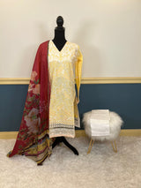 Luxury lawn with Silk dupatta- Ready To Ship