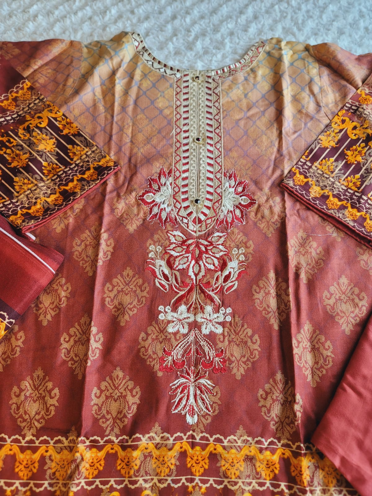 Pakistani Linen Embroidered Salwar kameez Ready To Ship