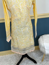 Luxury lawn with Silk dupatta- Ready To Ship