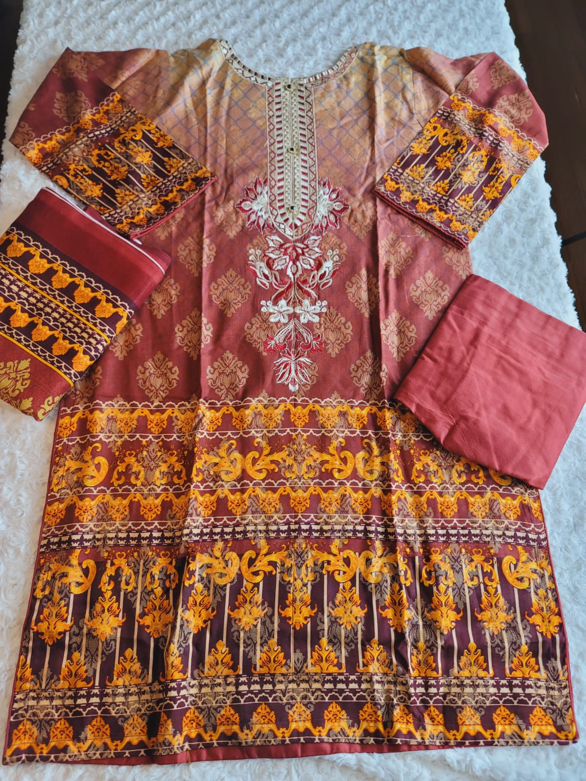 Pakistani Linen Embroidered Salwar kameez Ready To Ship