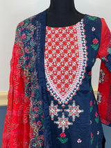 Pakistani Stitched lawn Embroidered Salwar kameez ready to ship