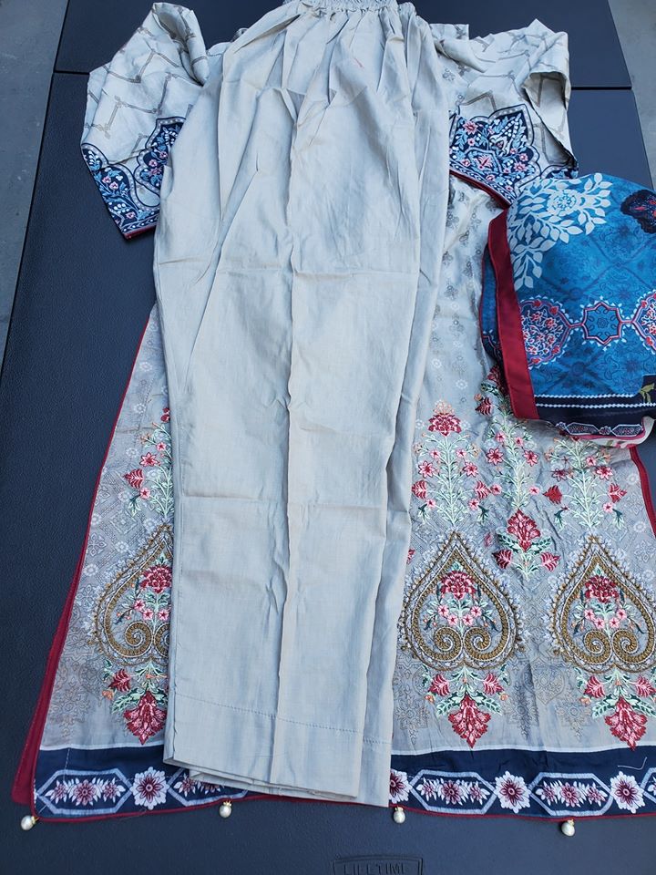 Pakistani Stitched Embroidery Lawn Suit Ready To Ship
